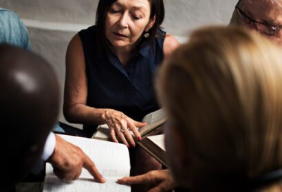 A group of people talking